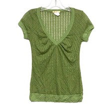 Green neck ruched shirt m - neck,