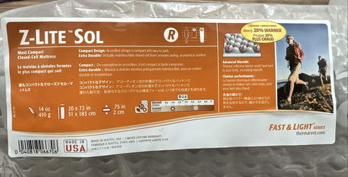 Therm rest lite sol - a, closed