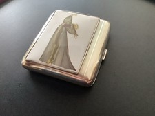 Zigarettenetui  Silber Sterling 925 Porzellan Pillen Dose Visiten Etui Art Deco