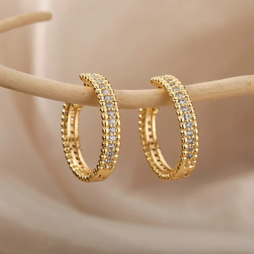 Luxe zirkonia creolen - zirkonia, gold