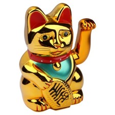 Schramm® Winkekatze Gold Winke Katze Chinesische Glücks Katze Glückskatze 