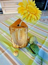 Blumenvase, Deko-Vase, Holz, Eiche, mit Reagenzglas+Holzkugel, natur Höhe 22 cm