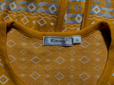 *Kimmy* Damen Long-Jacke Jacquard Strickjacke Senf Gemustert 42/44 XL