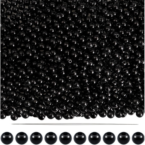 Perlen auffaedeln 4mm schwarz - perlen,