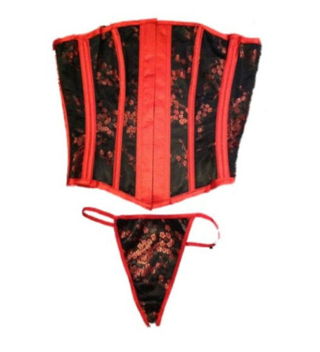 Schwarz rot satin korsett - rot,