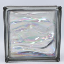 Design Glasbausteine Perlmutt AQUA Anthrazit, 19 x 19 x 8 cm - 6 Stück