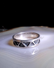 Ring Silber 925 Bandring Navajo Indianer Hochzeitsring graviert geschwärzt 18 mm