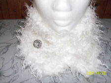  Loop Schal Damen-Accessoires Kuscheliger Winterschal Cremeweiss Zottelfell Neu 