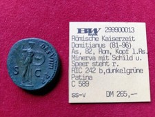 Domitianus As 82 Rom Kopf n. links Minerva mit Schild u. Speer RIC 242 b C589