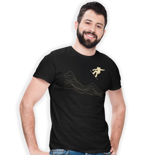 Snowboarder line art - line, t-shirt