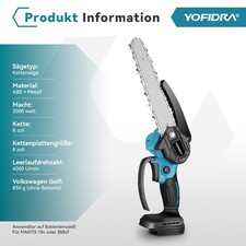 Für 18V Makita Akku Kettensäge 8'' Bürstenloser Motor Akku Astsäge Einhandsäge 