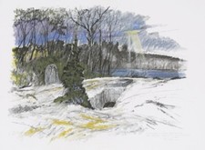 39860 - Carinhall. Eingang zur Gruft. Farb. Kreidezeichnung von Erhard Schreier