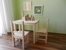 Kindersitzgruppe Kindertisch mit 2 Kinderstühlen MASSIVHOLZ UNBEHANDELT NEU