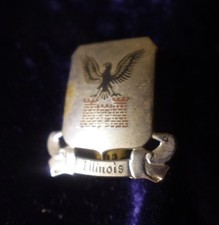 antik Original US Crest Illinois Infantry Regiment Unit Crest Abzeichen WWII alt
