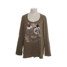 Ulla Popken ✨Damen Marken BW Shirt Gr. 52 khaki Motiv ?