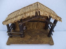 Krippe Krippenstall Holzstall mit Strohdach schlicht rustikal 40x20x30 Weihnacht