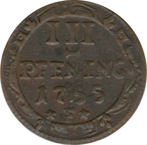 Wismar pfennig 1755 f - 3,