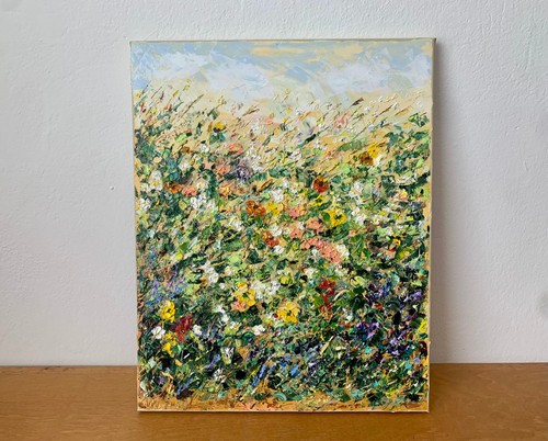 Blooming meadow impasto oil - meadow,