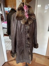 Wintermantel Leder, BIBA, Größe 40, Braun, lang , warm