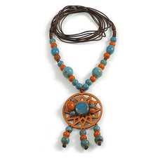 Hellblau/orange Keramikperle