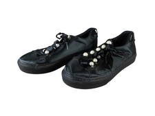 Graceland Damen Schuhe Sneaker Gr. 38 schwarz Satin Optik Turnschuhe (21454)