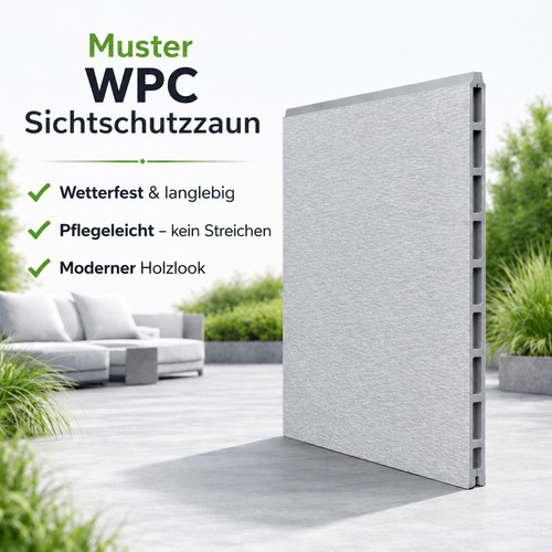 Wpc sichtschutzzaun grau - wpc, xl