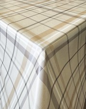 Wachstuch Tischdecke Aberdeen grau beige kariert Karo • Breite & Länge wählbar