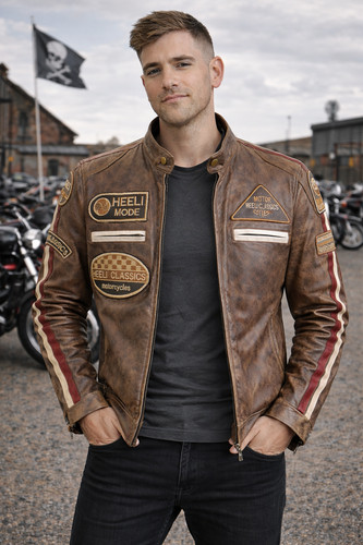 Sports braune leder jacke - sports,