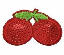 Bügelbild Kirsche Pailletten Bügelmotiv Rockabilly 7,5 x 5,5cm patch