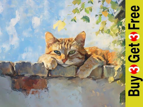 Entspannte ingwerkatze - ingwerkatze, 7"x5"
