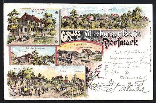 Lithographie dorfmark gut v - lithographie, dorfmark,