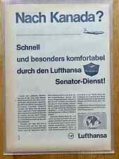 Lufthansa Senator-Dienst Kanada Original 1965 Vintage Advert Werbung Reklame