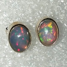 Welo Opal ECHTER NATUR Kristallopal Ohrstecker Ohrringe 925 Sterling Silber 8x6