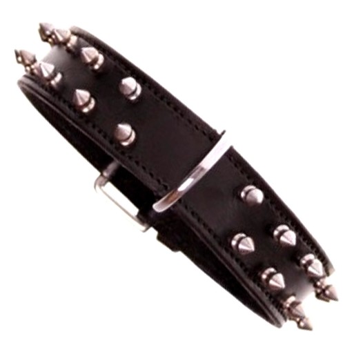 Lederhalsband double spike - double,