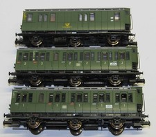 Roco H0 44206A/07A/08A drei 3achs. Abteil-/Postwagen DB 1.+2. Klasse KKK TOP OVP