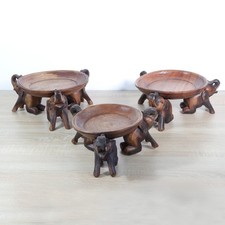 B-Ware 3er Set Tablett Teller Holztablett Holzteller Schale Obstschale Elefanten