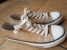 SCHÖNE DAMEN TURN FREIZEIT SCHUHE SNEAKER GOLD GLITTER GR 38 EXCLUSIVE SOCIETY