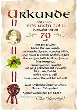 Urkunde 70 . Geburtstag DIN A4