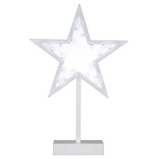 Dekoleuchte Stern 20 LED weiß Weihnachtsstern Dekostern 38 cm Timer Batterie