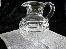 Glas Karaffe Kanne Wasserkanne mit Henkel, Krug, Bleikristall geschliffen