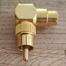 Cinch Adapter 90° Winkeladapter RCA Winkel Stecker Gold Hifi männl zu weiblich