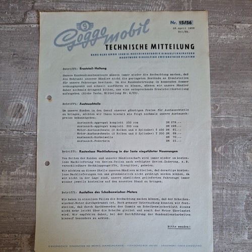 Original technische mitteilung - original,