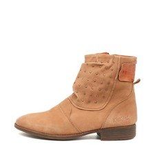 Kickers Damen Boots Stiefel Braun Leder Reißverschluss Stiefeletten EU 39