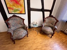 Biedermeier Sessel Antik um 19 Jhd. Louis Phillipe + Eileen Gray Glastisch