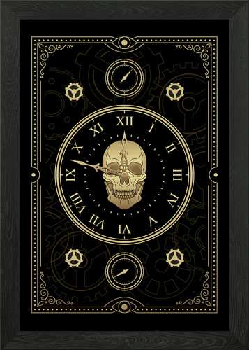 Uhr mit totenkopf - mit, gerahmtes