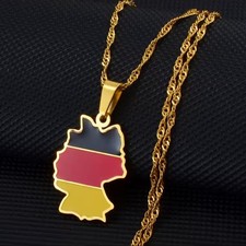 Halskette Deutschland Karte Anhänger| Gold Farbig | Deutschland Flagge | Kette