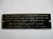 Typenschild Maico off road USA