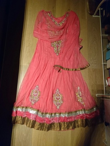 Indisches kleid pink mit tuch - kleid,