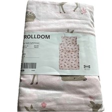 IKEA DRÖMSLOTT Bettbezug & Kissenbezug für Kinderbett Hirsch Muster rosa 110x125cm