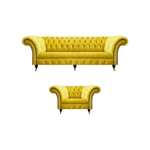 Gelbe chesterfield couchen - gelbe,